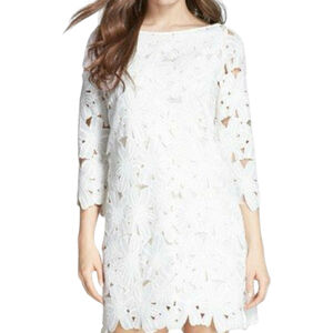 Felicity & Coco Belza White Floral Lace Shift Cocktail Dress, NWT, Medium